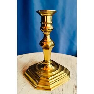 Brass Single Candlestick Holder, Vintage 1960s, Made in Japan